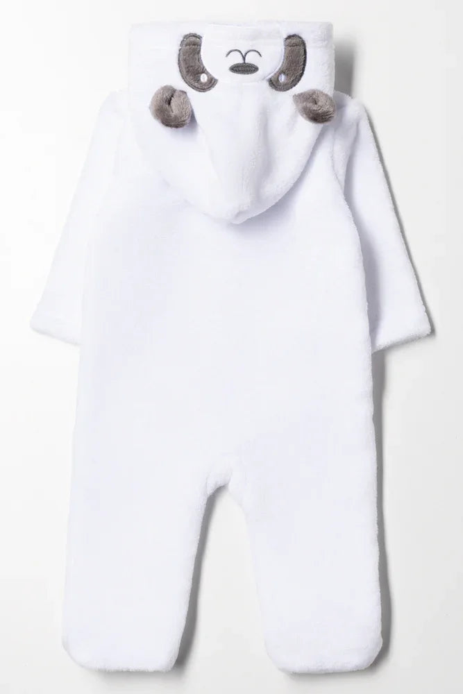 Fleece Panda Babygrow White (3)