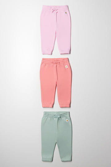 3 Pack Trackpants Green and Pink