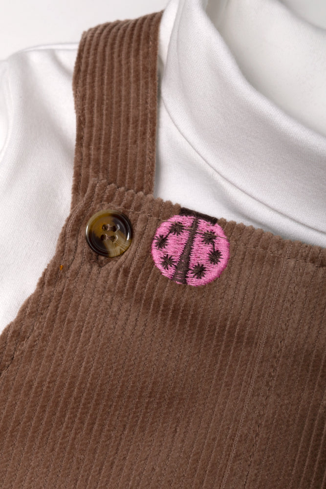 Corduroy Pinafore Set With Tights Brown (1)