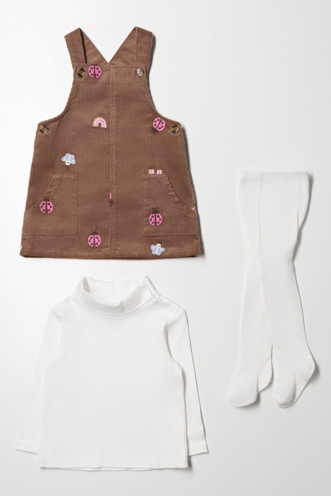 Corduroy Pinafore Set With Tights Brown (5)