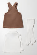 Corduroy Pinafore Set With Tights Brown (6)