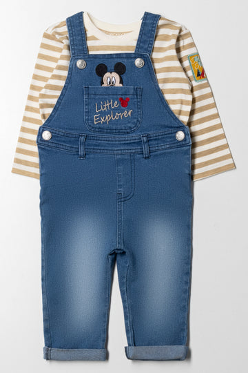 Mickey Mouse Denim Dungaree Set