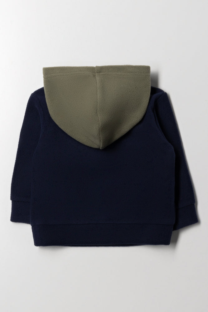 Dinosaur Colour Block Hoodie Green And Navy (2)