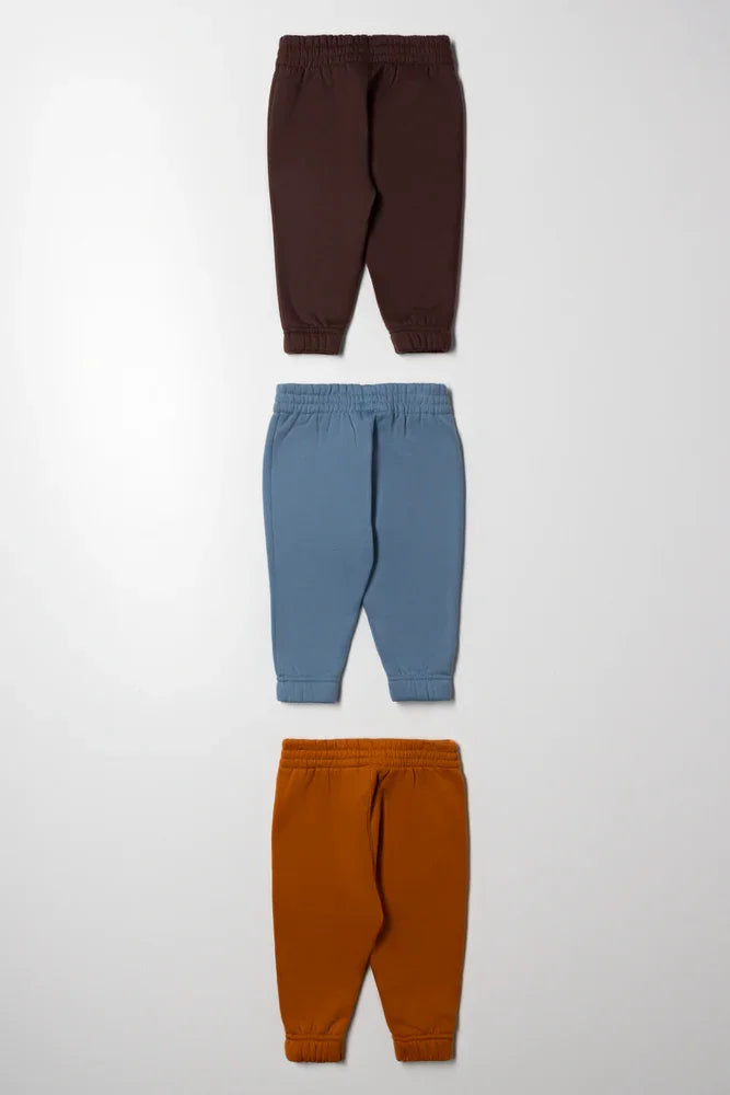 3 Pack Track Pants Blue, Brown And Burnt Orange (2)