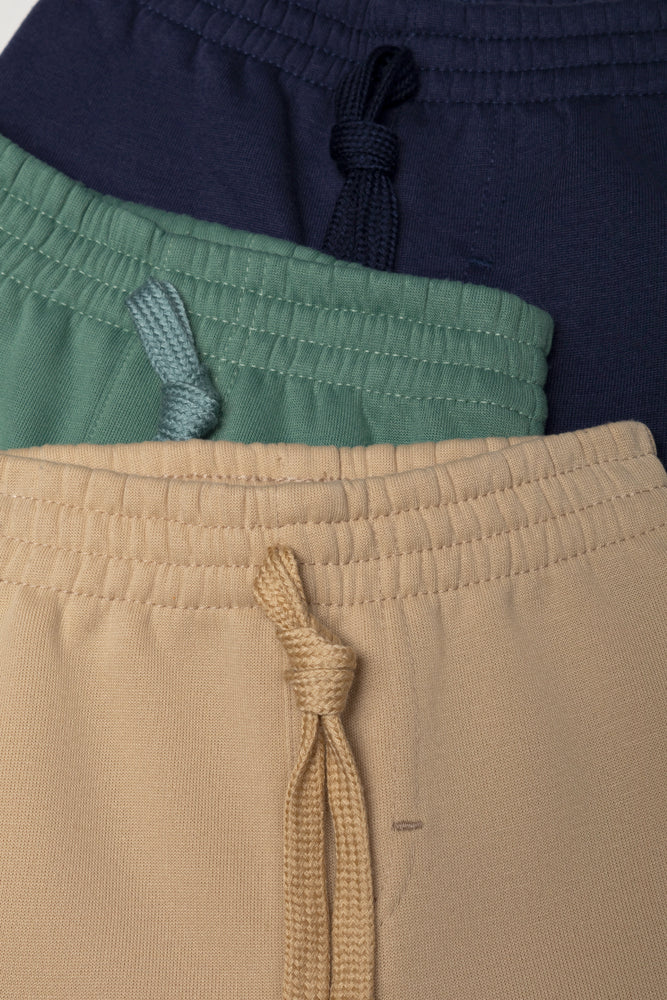 3 Pack Track Pants Natural, Green And Navy