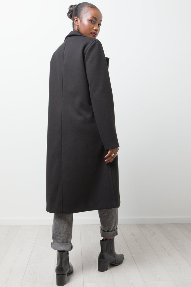 Longer Length Melton Coat Black (2)