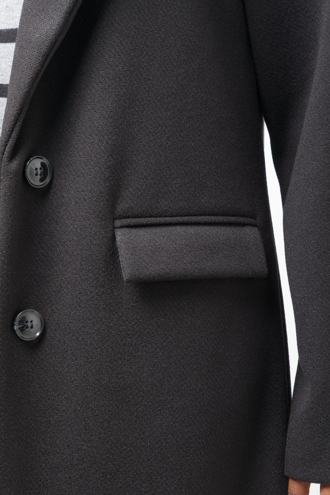 Longer Length Melton Coat Black (3)