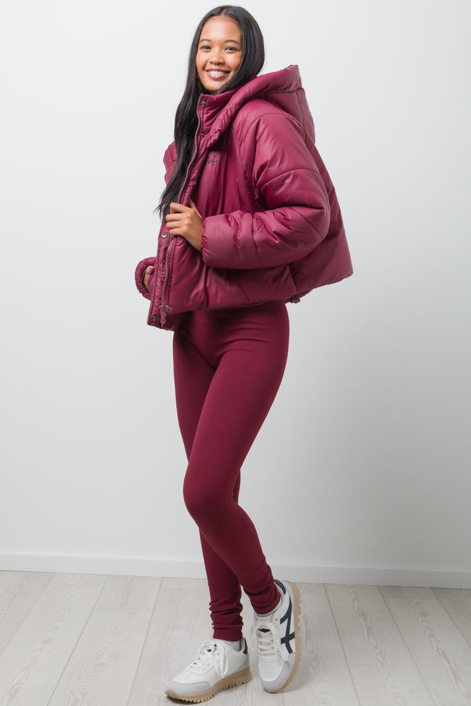 Hooded Puffer Jacket Burgundy (1)