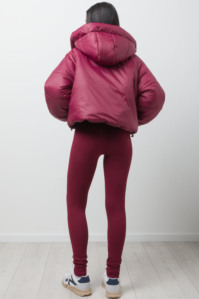 Hooded Puffer Jacket Burgundy (2)