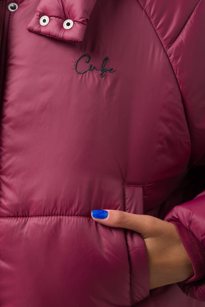 Hooded Puffer Jacket Burgundy (3)