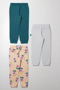3 Pack Flower Trackpants Green, Yellow And Grey (2)