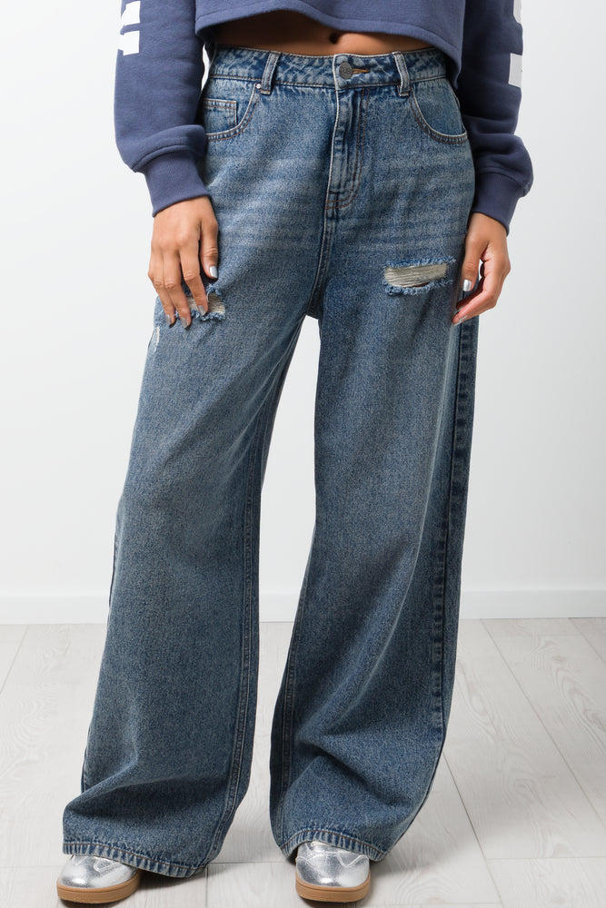 Wide Balloon Skater Jeans Light Blue