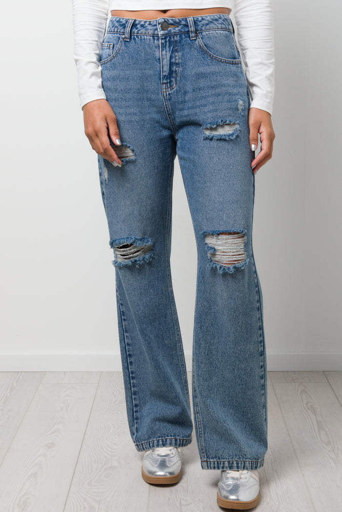 Rip And Repair Denim Jeans Light  Blue (1)