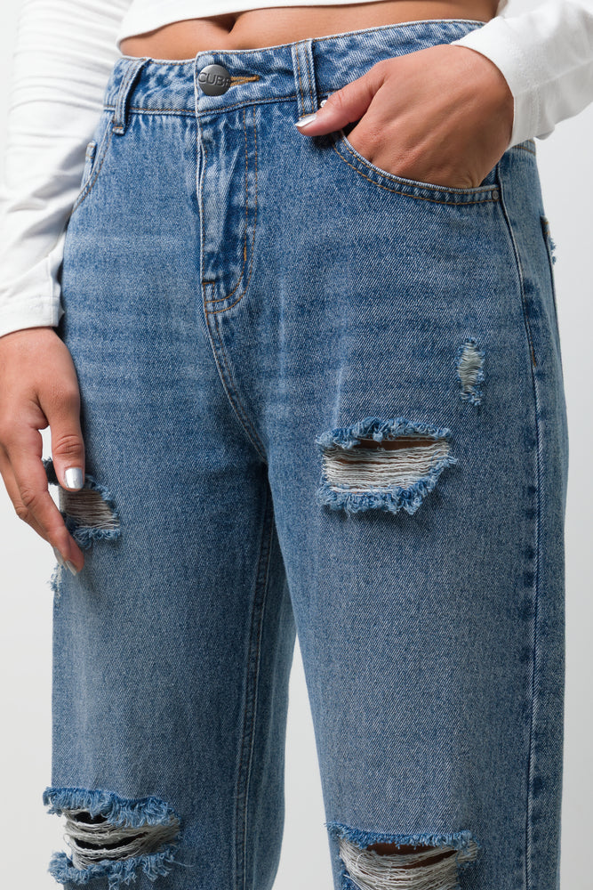 Rip And Repair Denim Jeans Light  Blue (4)