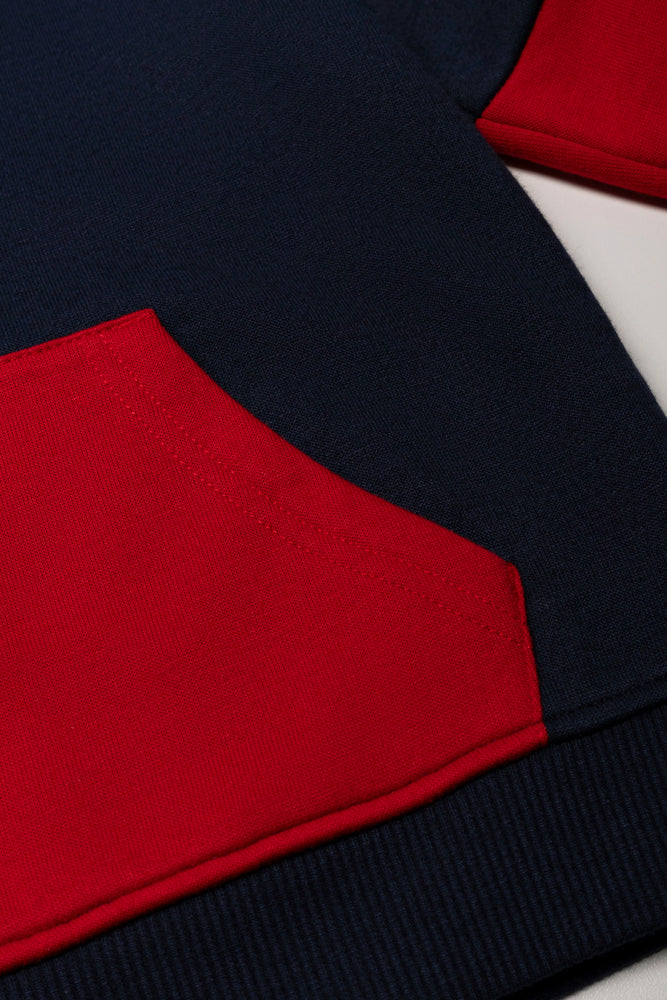 Colourblock Hoodie Red And Navy (1)