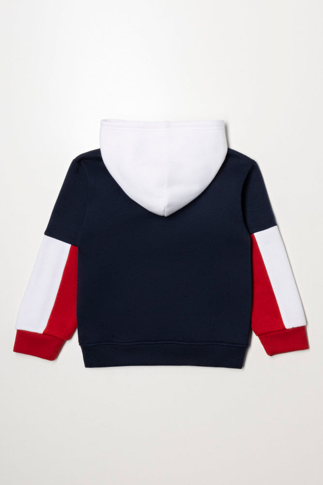 Colourblock Hoodie Red And Navy (2)