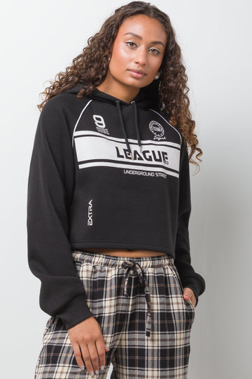 Raglan Sleeve Hoodie Black