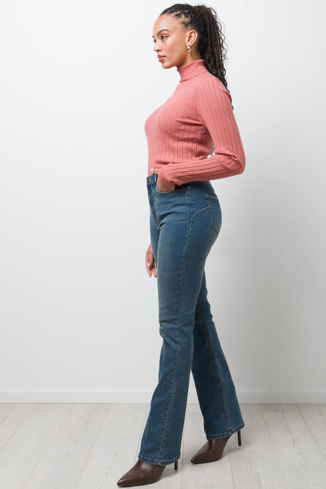 Long Sleeve Poloneck Pink