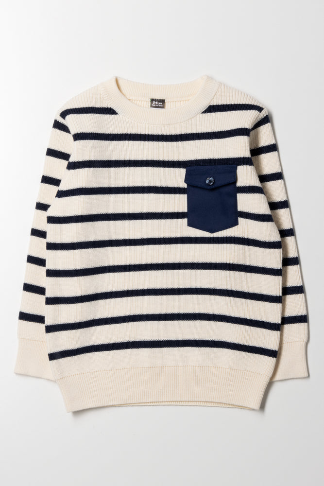 Stripe Pocket Jersey Cream And Navy