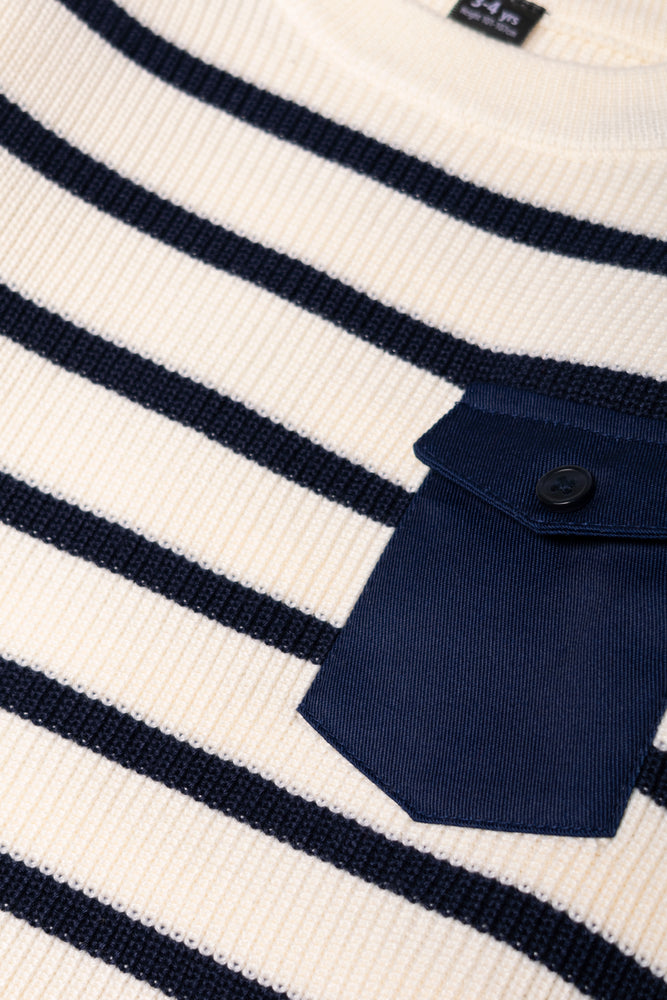 Pocket Stripe Jersey Cream And Navy (1)