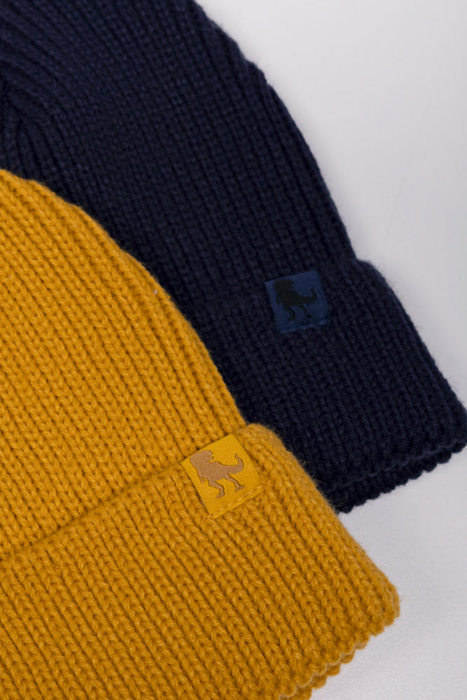 2 Pack Beanies Yellow And Navy