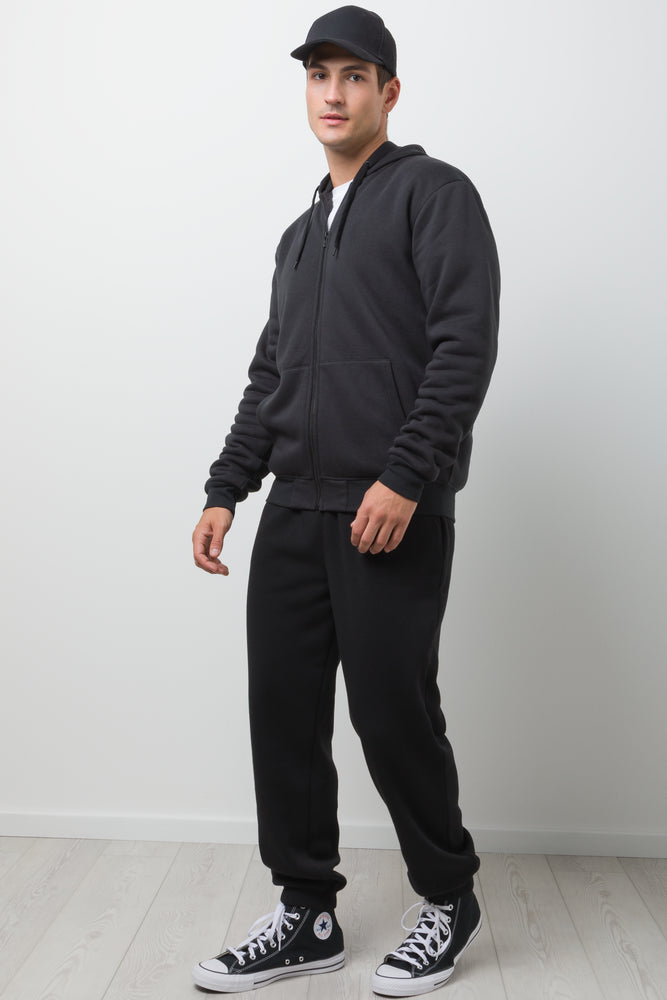 Sherpa Lined Zip Through Hooded Tracktop Black (1)