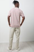 Stripe Short Sleeve T-Shirt Burgundy And Cream (2)