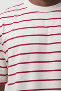 Stripe Short Sleeve T-Shirt Burgundy And Cream (3)