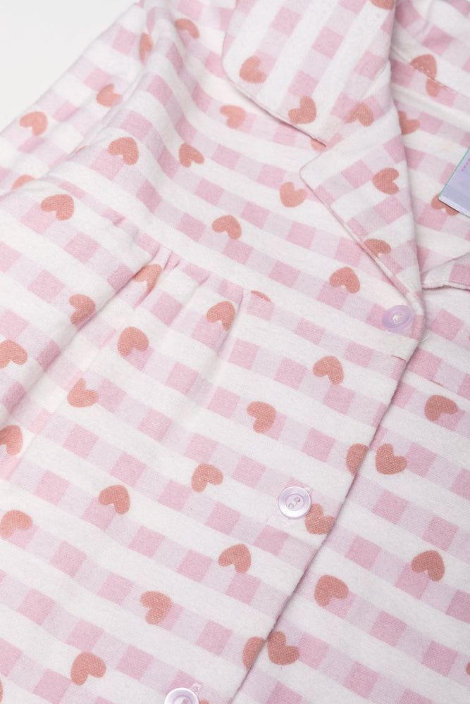 Check Flannel Pyjama Set Pink (1)