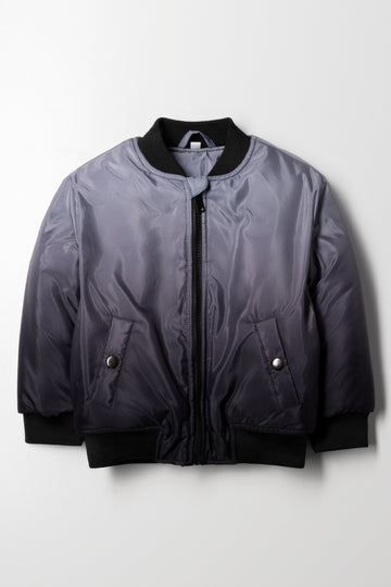 Ombre Bomber Jacket Black And Grey