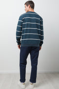 Stripe Crew Neck Tracktop Navy (2)