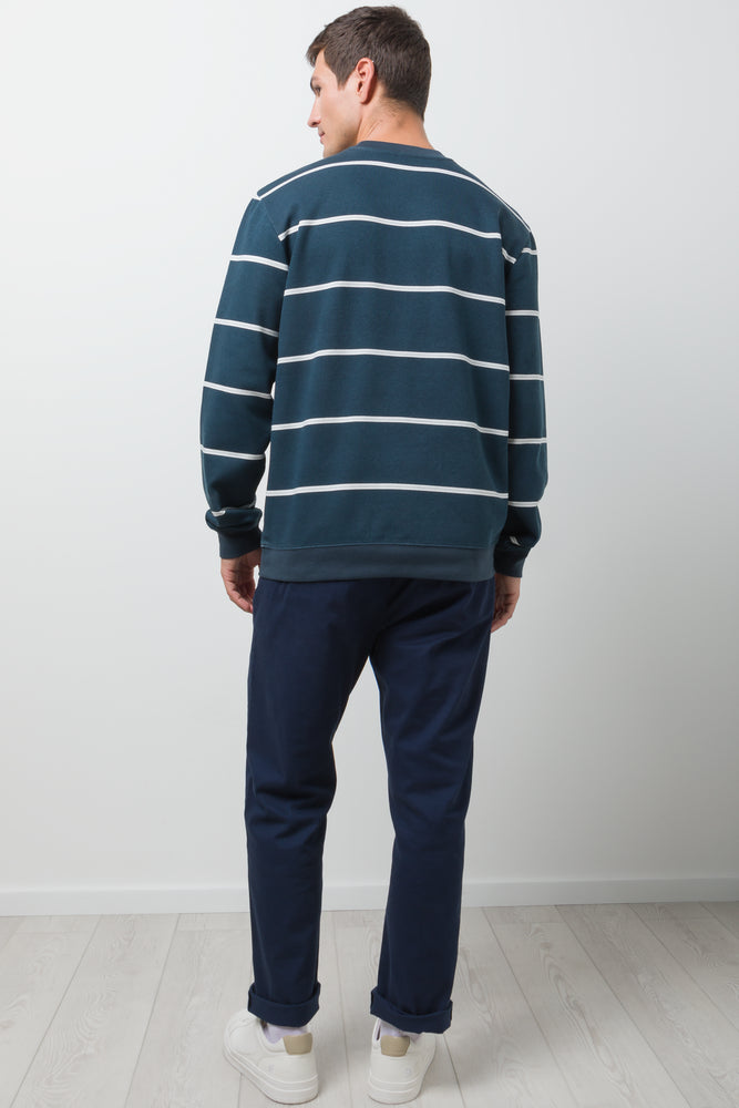 Stripe Crew Neck Tracktop Navy (2)