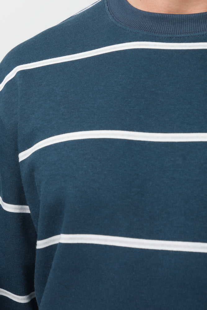 Stripe Crew Neck Tracktop Navy (3)