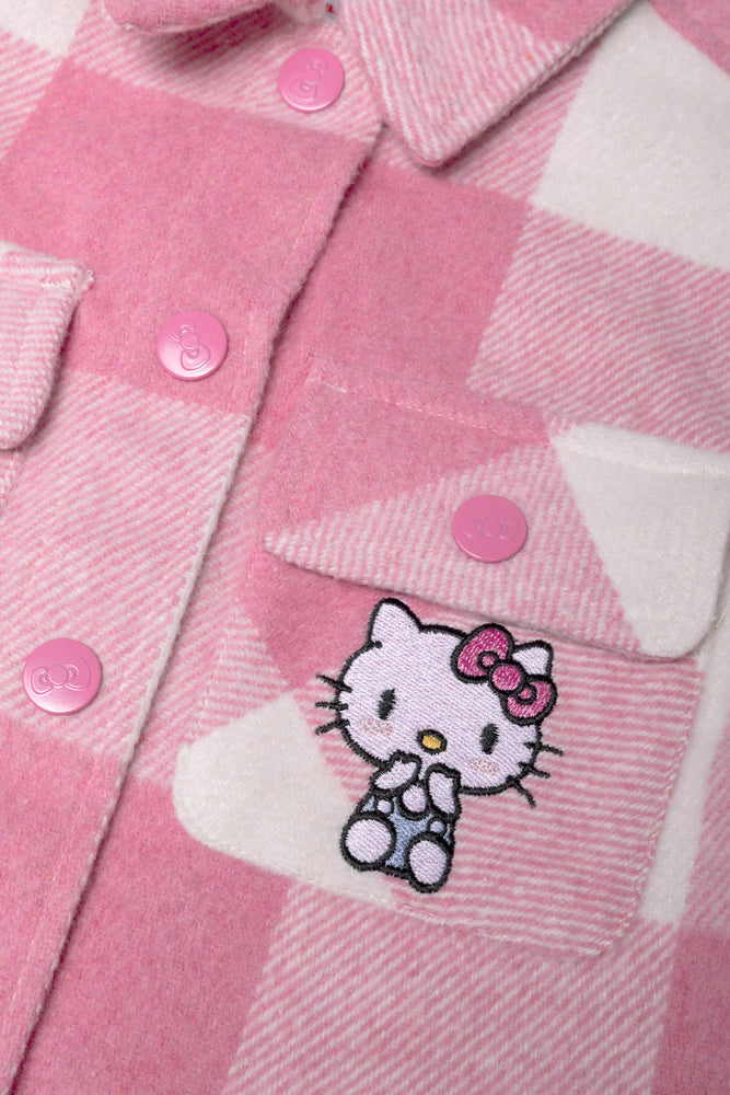 Hello Kitty Check Shacket Pink