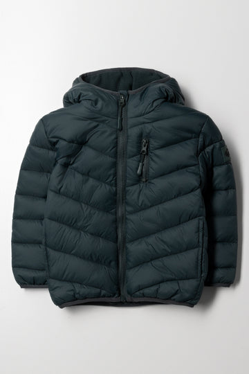 Basic Hooded Puffer Jacket Green