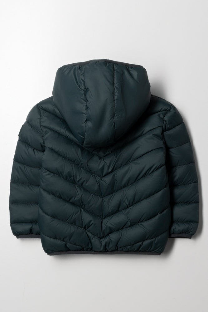 Basic Hooded Puffer Jacket Green (2)