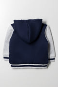 Hooded Baseball Jacket Navy And Grey (2)
