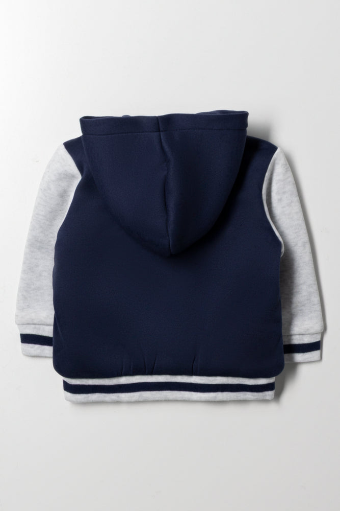 Hooded Baseball Jacket Navy And Grey (2)