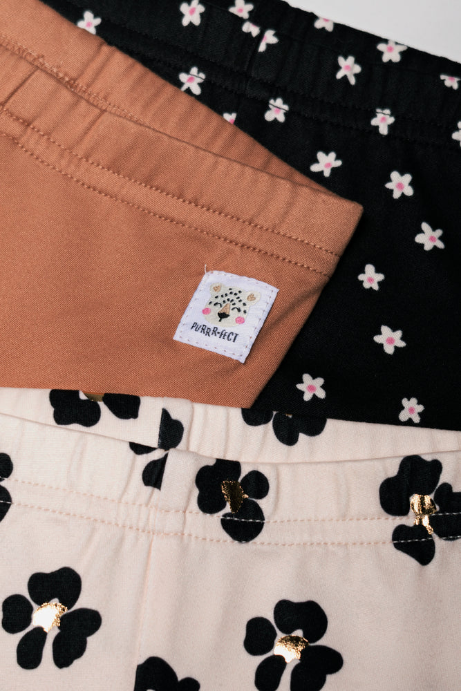 3 Pack Leggings Natural And Black
