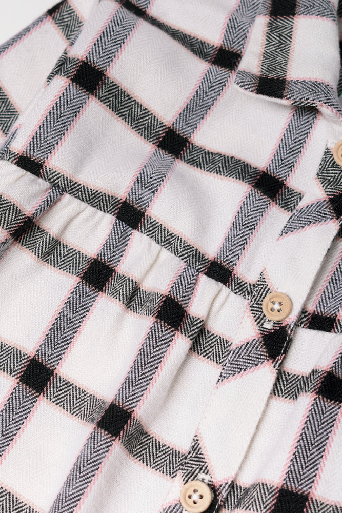 Check Shirt Dress With Pockets White (1)