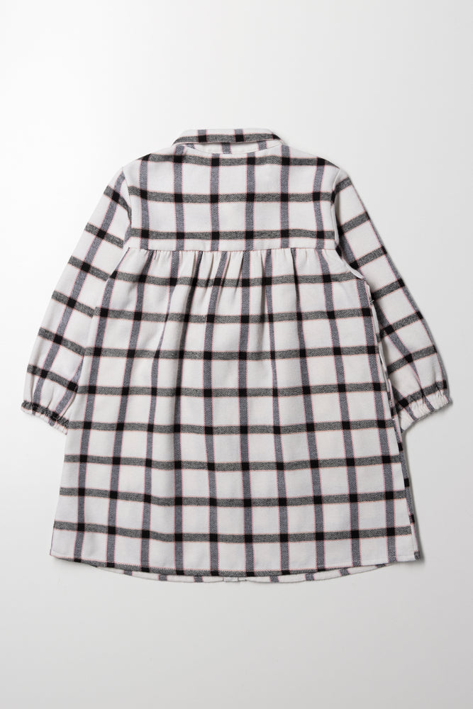 Check Shirt Dress With Pockets White (2)