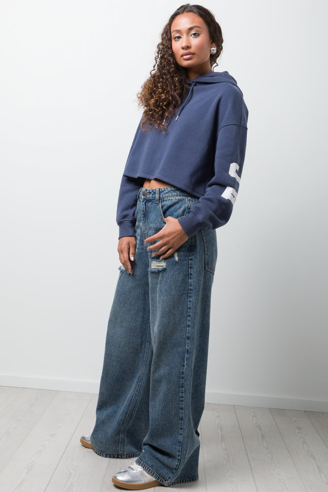 Cropped Hoodie Blue