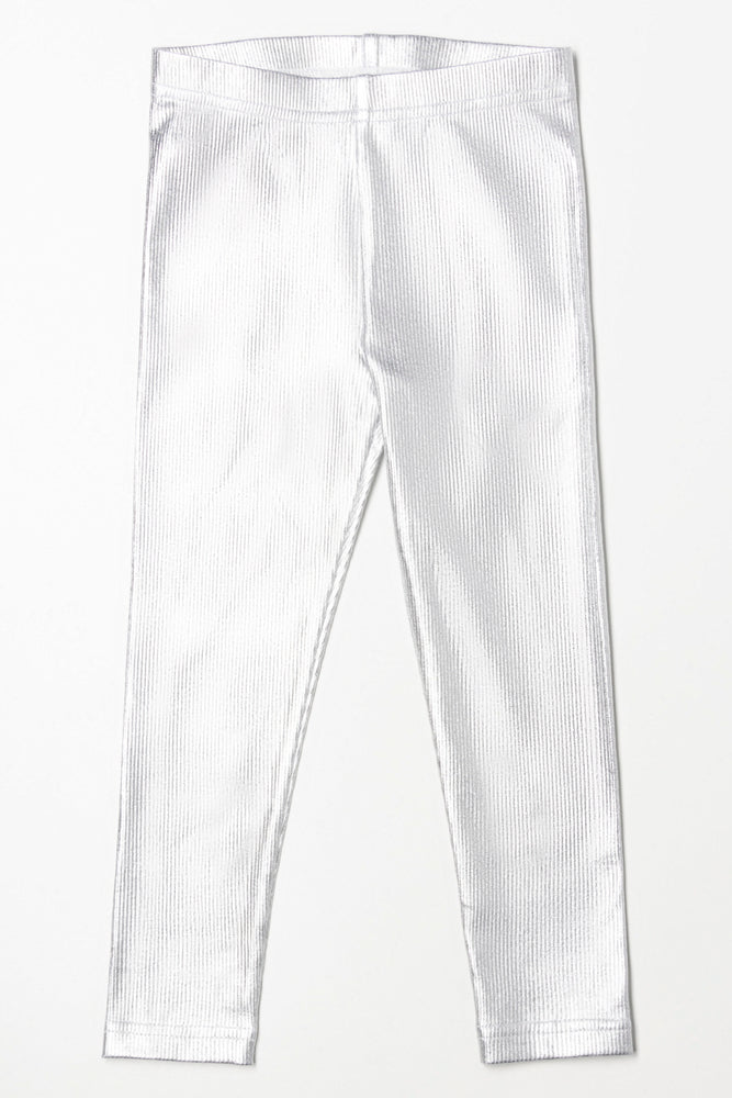 Rib Coated Leggings Silver