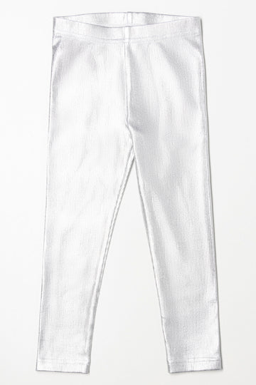 Rib Coated Leggings Silver