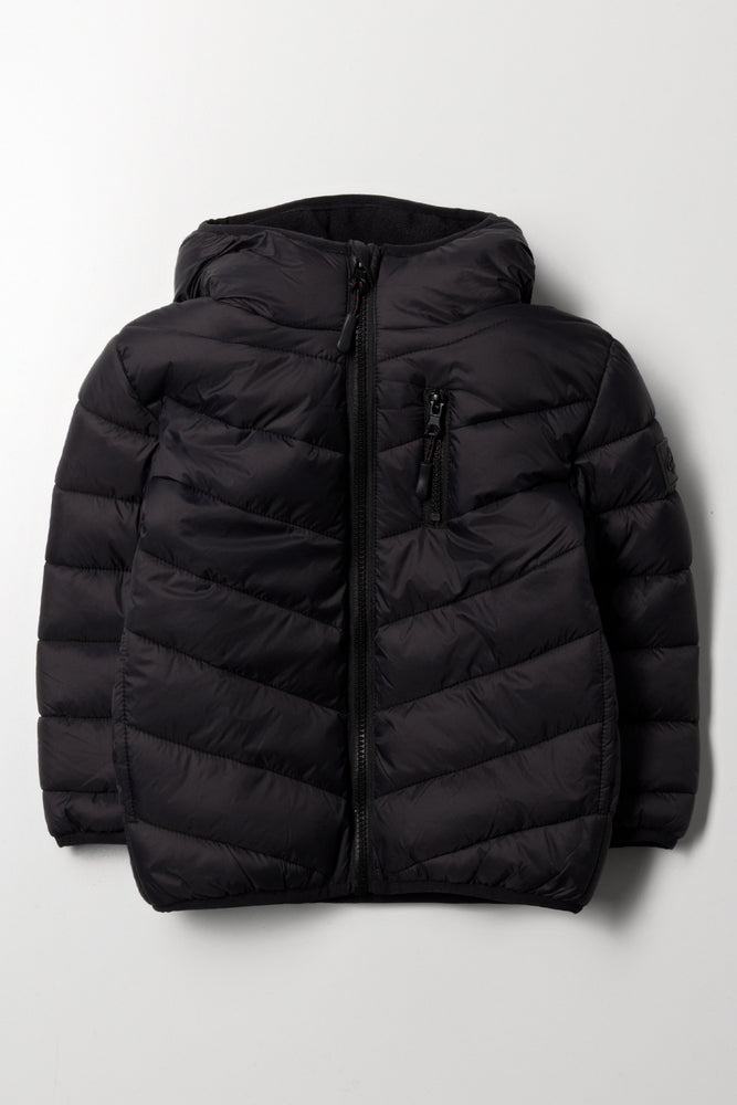 Basic Hooded Puffer Jacket Black