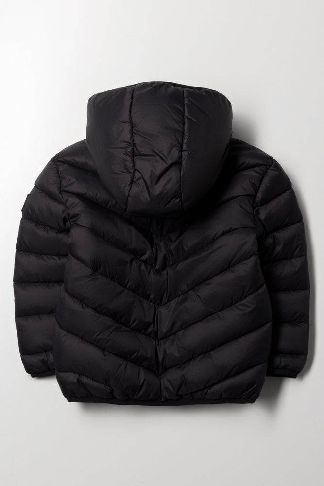 Basic Hooded Puffer Jacket Black (2)