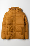 Hooded Puffer Jacket Tan