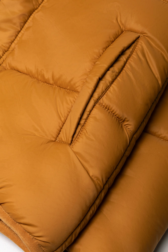 Hooded Puffer Jacket Tan