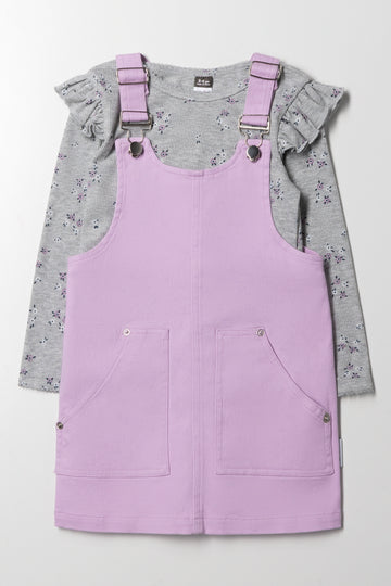 Pinafore And T-Shirt Set Lilac