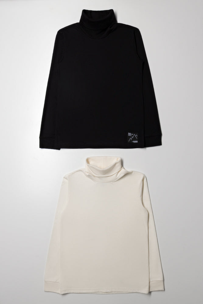 2 Pack Long Sleeve Polonecks Black And Cream